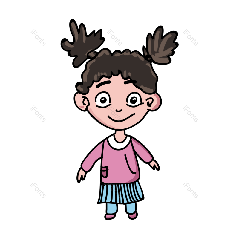 卡通图片,插画元素,小女孩PNG,学生免抠素材
